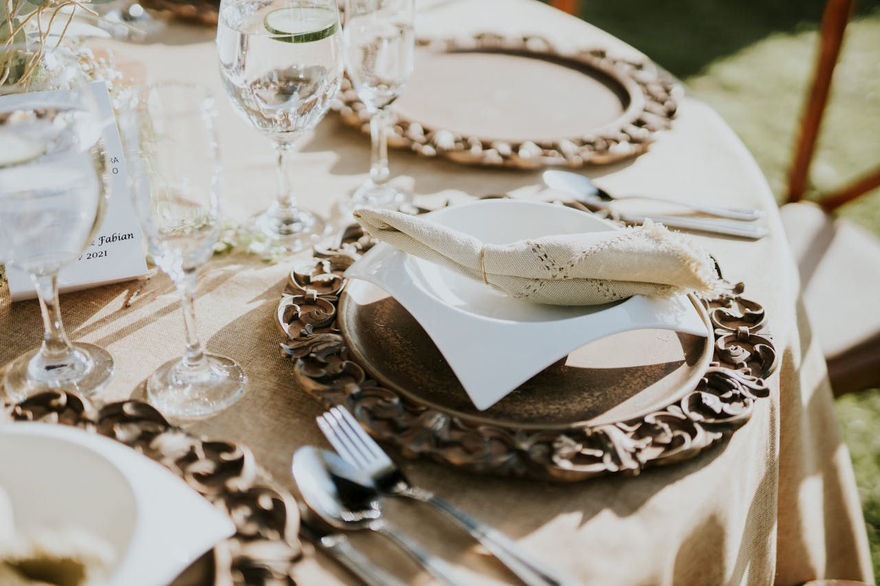 Detailed elegant table decoration and styling